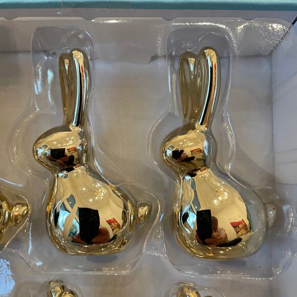 6pc Martha Stewart Gold Bunny Rabbit Figurines 3.25in Ceramic Easter Decor New - Picture 9 of 10